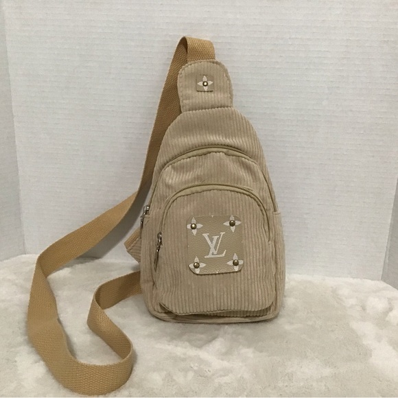 X Handbags - Upcycled Small Cream Corduroy Sling Pack
